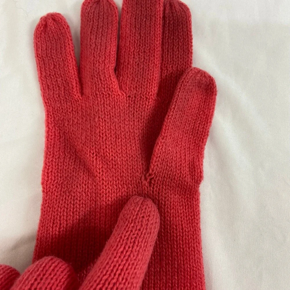 Women's reddish deep pink knit zig zag cuff warm winter gloves cold gear‎ OS